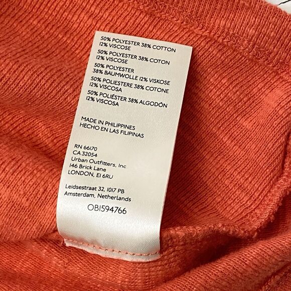 Anthropologie Pilcro Red Orange Popover Ruffle Pullover V-neck Sweater Women's L - Picture 9 of 10